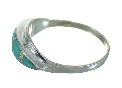 Turquoise Opal Inlay Authentic Sterling Silver Ring Size 7-3/4 RX84963